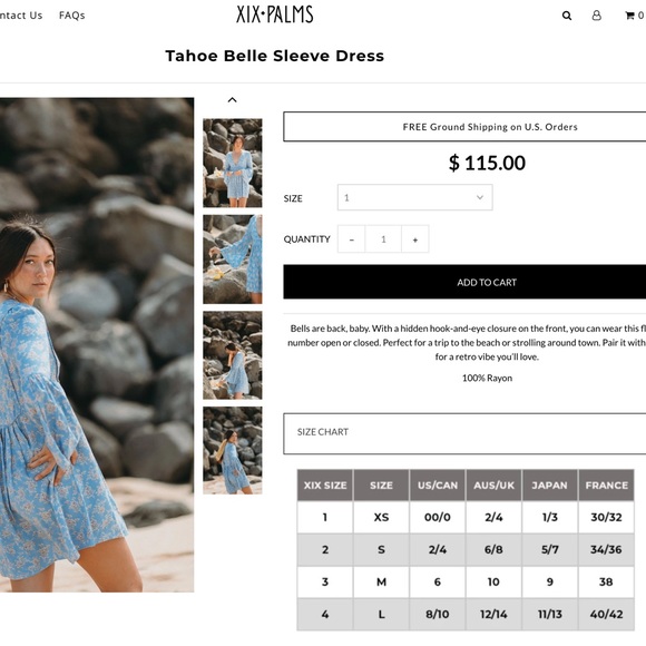 NWT xix palms tahoe belle sleeve dress - Picture 7 of 7